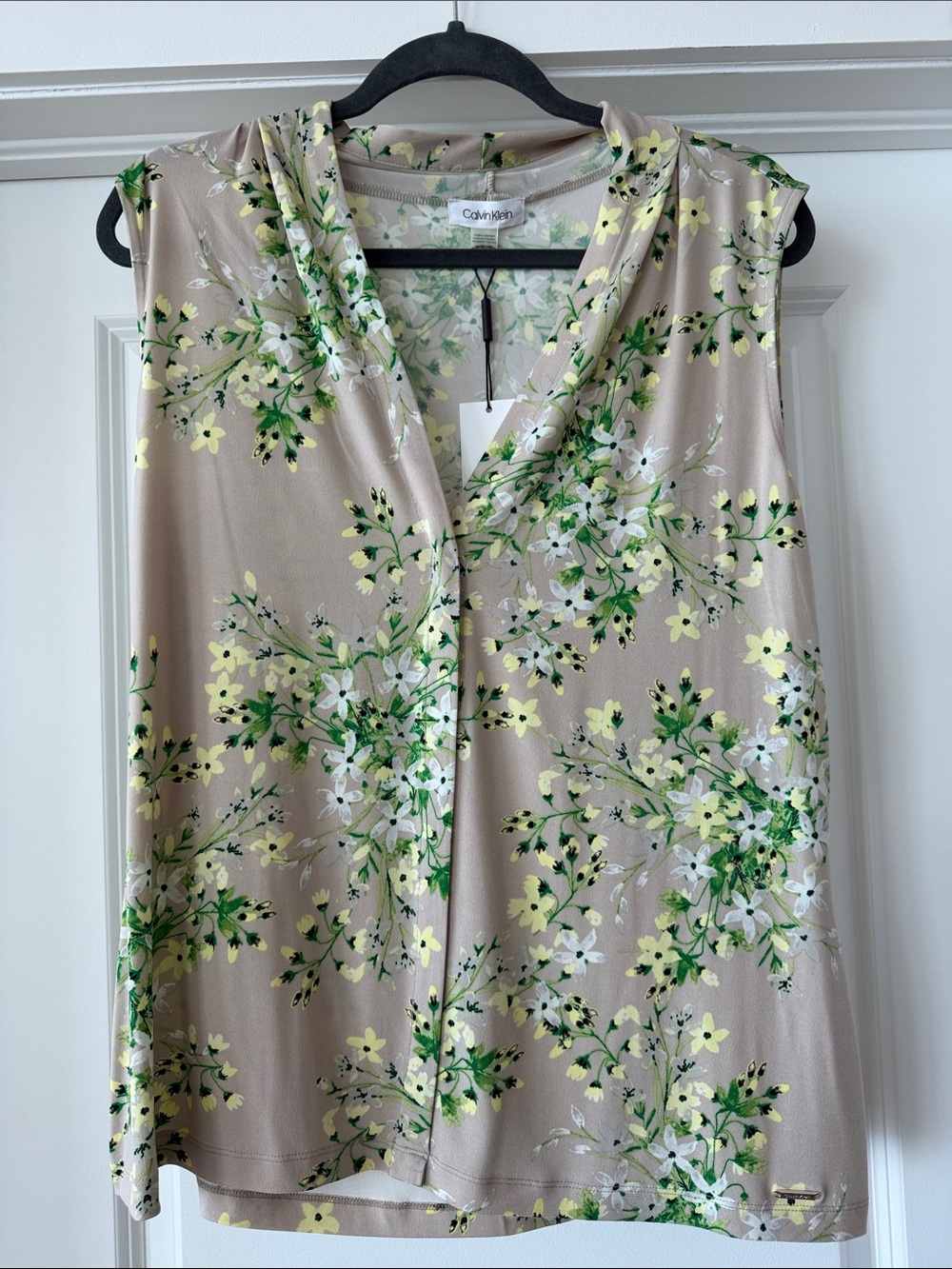 Calvin Klein Taupe Blazer with Green Floral Print - Picture 4 of 6